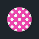 Weißpolka-Punkte auf Fuchsia Magnet<br><div class="desc">Weißpolka-Punkte auf Fuchsia</div>