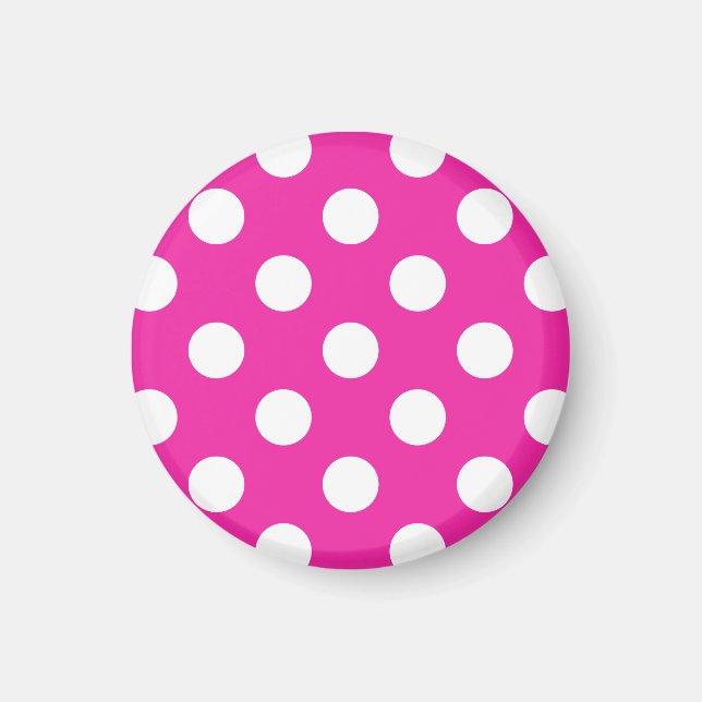 Weißpolka-Punkte auf Fuchsia Magnet (Vorne)