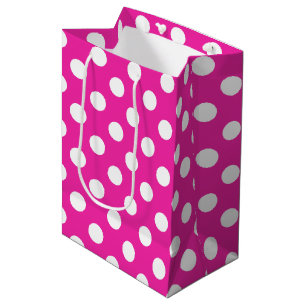 Weißpolka-Punkte auf Fuchsia Mittlere Geschenktüte