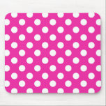 Weißpolka-Punkte auf Fuchsia Mousepad<br><div class="desc">Weißpolka-Punkte auf Fuchsia</div>
