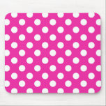 Weißpolka-Punkte auf Fuchsia Mousepad<br><div class="desc">Weißpolka-Punkte auf Fuchsia</div>