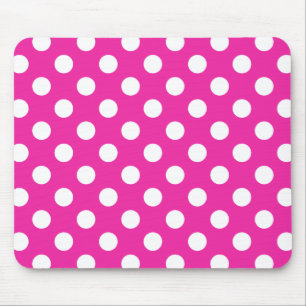 Weißpolka-Punkte auf Fuchsia Mousepad