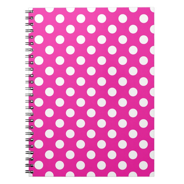 Weißpolka-Punkte auf Fuchsia Notizblock (Vorderseite)