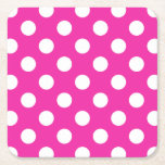Weißpolka-Punkte auf Fuchsia Rechteckiger Pappuntersetzer<br><div class="desc">Weißpolka-Punkte auf Fuchsia</div>