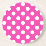 Weißpolka-Punkte auf Fuchsia Sandstein Untersetzer<br><div class="desc">Weißpolka-Punkte auf Fuchsia</div>