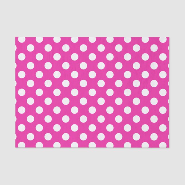 Weißpolka-Punkte auf Fuchsia Seidenpapier (Vorderseite)