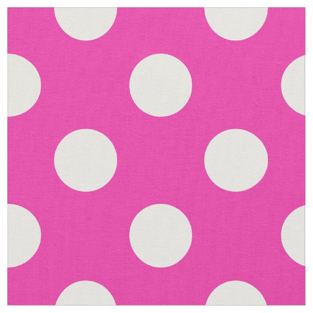 Weißpolka-Punkte auf Fuchsia Stoff (Nahaufnahme)