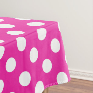 Weißpolka-Punkte auf Fuchsia Tischdecke