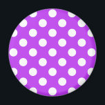 Weißpolka Punkte auf leuchtend lila Magnet<br><div class="desc">Weißpolka Punkte auf leuchtend lila</div>