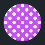 Weißpolka Punkte auf leuchtend lila Magnet<br><div class="desc">Weißpolka Punkte auf leuchtend lila</div>