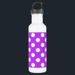 Weißpolka Punkte auf leuchtend lila Trinkflasche<br><div class="desc">Weißpolka Punkte auf leuchtend lila</div>