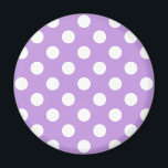 Weißpolka-Punkte auf Lila Magnet<br><div class="desc">Weißpolka-Punkte auf Lila</div>