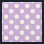 Weißpolka-Punkte auf Lila Steinuntersetzer<br><div class="desc">Weißpolka-Punkte auf Lila</div>