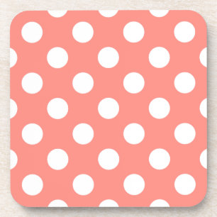 Weißpolka-Punkte auf Pfirsich Getränkeuntersetzer