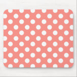 Weißpolka-Punkte auf Pfirsich Mousepad<br><div class="desc">Weißpolka-Punkte auf Pfirsich</div>