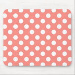 Weißpolka-Punkte auf Pfirsich Mousepad<br><div class="desc">Weißpolka-Punkte auf Pfirsich</div>