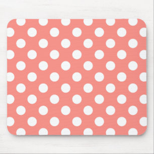 Weißpolka-Punkte auf Pfirsich Mousepad
