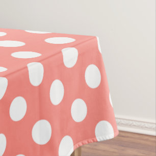 Weißpolka-Punkte auf Pfirsich Tischdecke