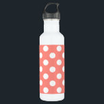 Weißpolka-Punkte auf Pfirsich Trinkflasche<br><div class="desc">Weißpolka-Punkte auf Pfirsich</div>
