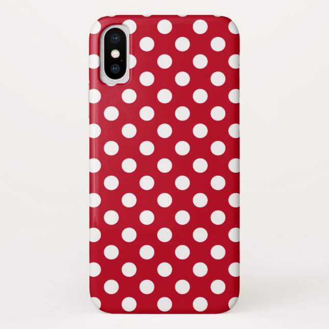 Weißpolka Punkte auf rot Case-Mate iPhone Hülle (Rückseite)