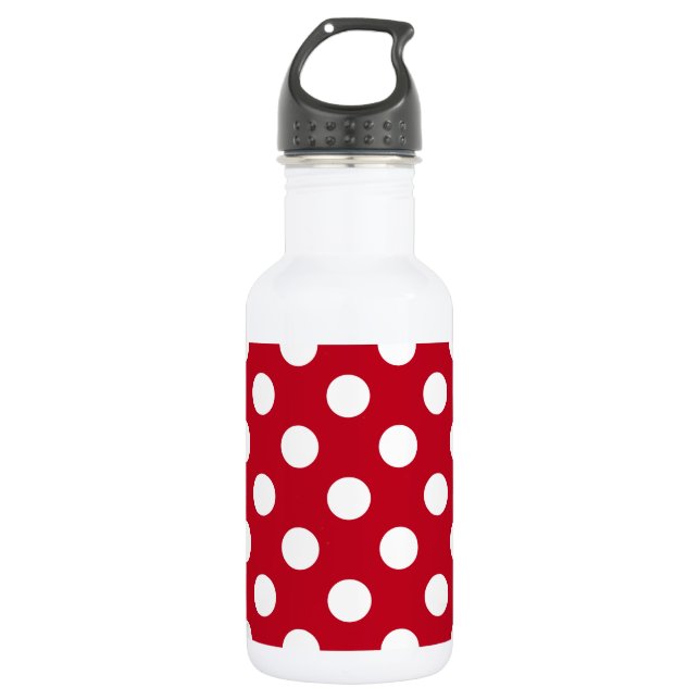 Weißpolka Punkte auf rot Edelstahlflasche (Vorderseite)