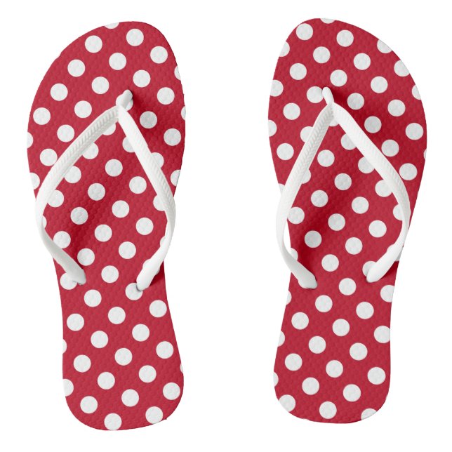 Weißpolka Punkte auf rot Flip Flops (Fußbett)