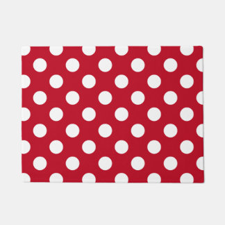 Weißpolka Punkte auf rot Fußmatte