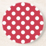 Weißpolka Punkte auf rot Getränkeuntersetzer<br><div class="desc">Weißpolka Punkte auf rot</div>
