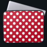 Weißpolka Punkte auf rot Laptopschutzhülle<br><div class="desc">Weißpolka Punkte auf rot</div>