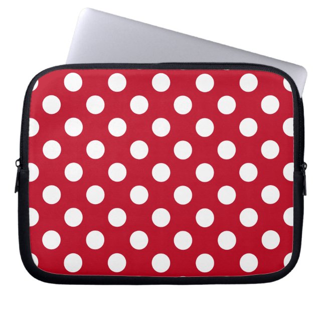 Weißpolka Punkte auf rot Laptopschutzhülle (Vorderseite)