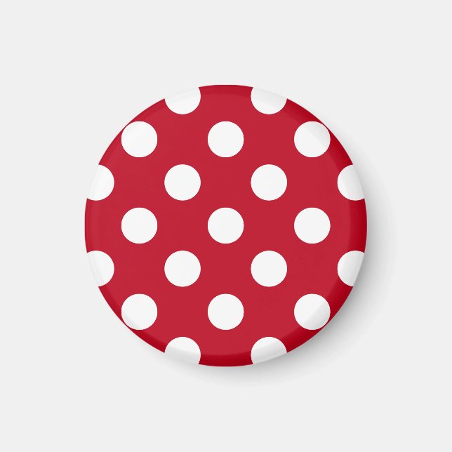 Weißpolka Punkte auf rot Magnet (Vorne)