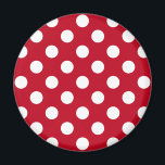 Weißpolka Punkte auf rot Magnet<br><div class="desc">Weißpolka Punkte auf rot</div>