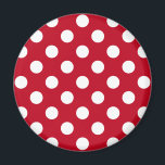 Weißpolka Punkte auf rot Magnet<br><div class="desc">Weißpolka Punkte auf rot</div>
