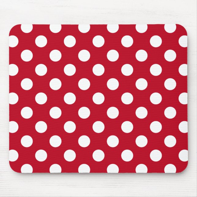 Weißpolka Punkte auf rot Mousepad (Vorne)