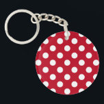 Weißpolka Punkte auf rot Schlüsselanhänger<br><div class="desc">Weißpolka Punkte auf rot</div>