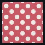 Weißpolka Punkte auf rot Steinuntersetzer<br><div class="desc">Weißpolka Punkte auf rot</div>