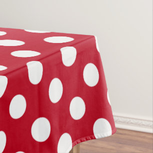 Weißpolka Punkte auf rot Tischdecke