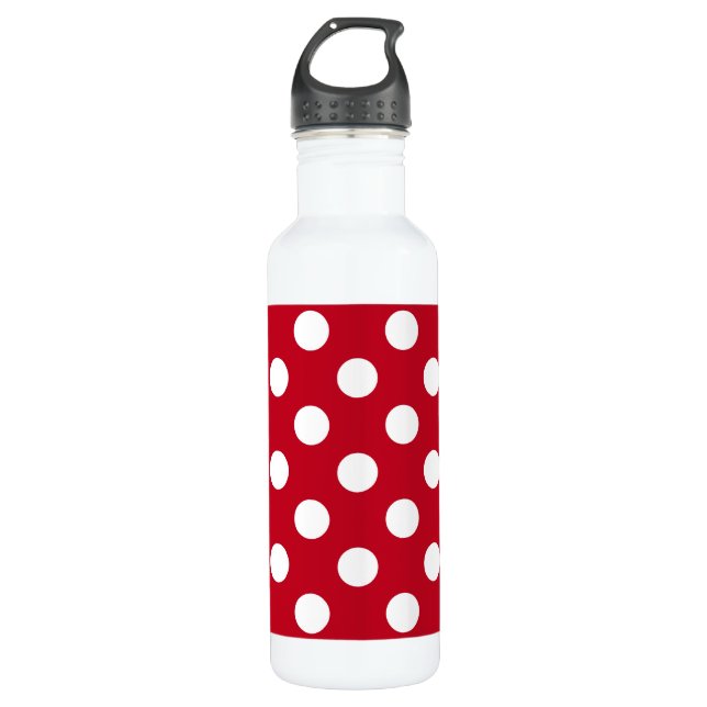 Weißpolka Punkte auf rot Trinkflasche (Vorderseite)