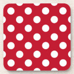 Weißpolka Punkte auf rot Untersetzer<br><div class="desc">Weißpolka Punkte auf rot</div>