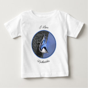 Weißreißer Nuthatch Malerei Original Vogelkunst Baby T-shirt