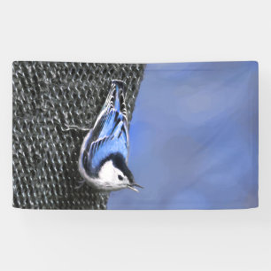 Weißreißer Nuthatch Malerei Original Vogelkunst Banner