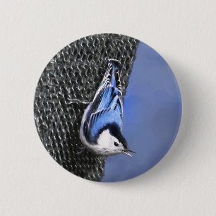 Weißreißer Nuthatch Malerei Original Vogelkunst Button