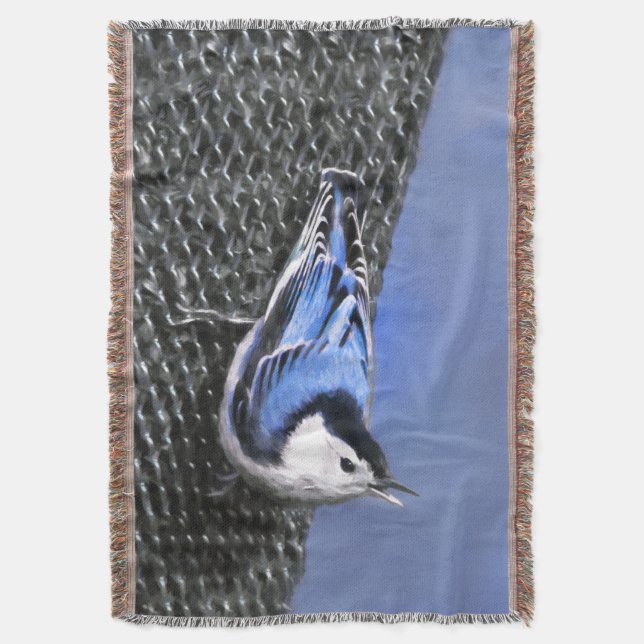 Weißreißer Nuthatch Malerei Original Vogelkunst Decke (Vorderseite Vertikal)