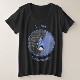 Weißreißer Nuthatch Malerei Original Vogelkunst Große Größe T-Shirt