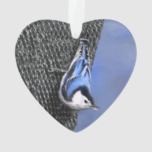 Weißreißer Nuthatch Malerei Original Vogelkunst Ornament