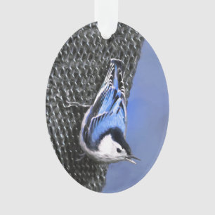 Weißreißer Nuthatch Malerei Original Vogelkunst Ornament