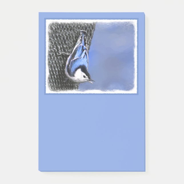 Weißreißer Nuthatch Malerei Original Vogelkunst Post-it Klebezettel (Vorderseite)