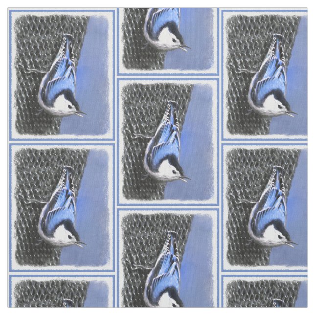 Weißreißer Nuthatch Malerei Original Vogelkunst Stoff (Muster)