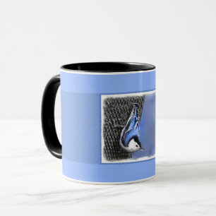 Weißreißer Nuthatch Malerei Original Vogelkunst Tasse