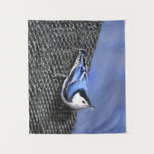 Weißreißer Nuthatch Malerei Original Vogelkunst Wandteppich